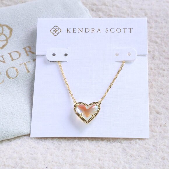 Kendra Scott Gold Dichroic Glass Necklace - Ari Heart - Picture 1 of 2
